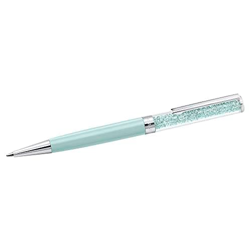 Swarovski Crystalline Ballpoint Pen - Black Ink, Mint Colored Casing, Crystal Design | Premium Writing Tool