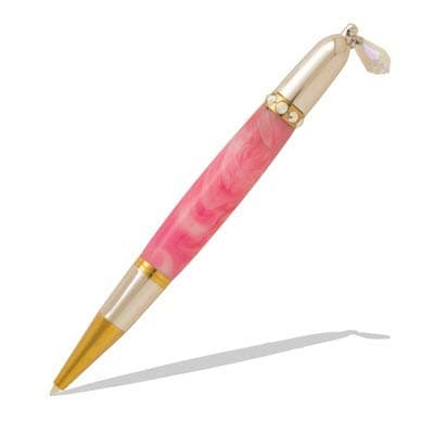 Penn State Industries PKCHPEN1 Diva Charm Twist Ballpoint Pen Kit for Woodturning Project (5-Pack Clear Crystals Gold T/