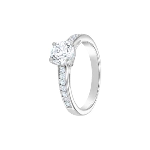 Swarovski Attract Round Ring Jewelry Collection for Women, Elegant Rhodium Finish, Clear Crystals, 10 PCS Crystal Ring S