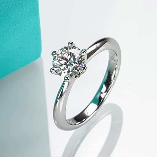 AnuClub 1/2/3/5CT Moissanite Ring, 925 Sterling Silver, Perfect Gift for Wedding, Engagement and Anniversary, Certifica