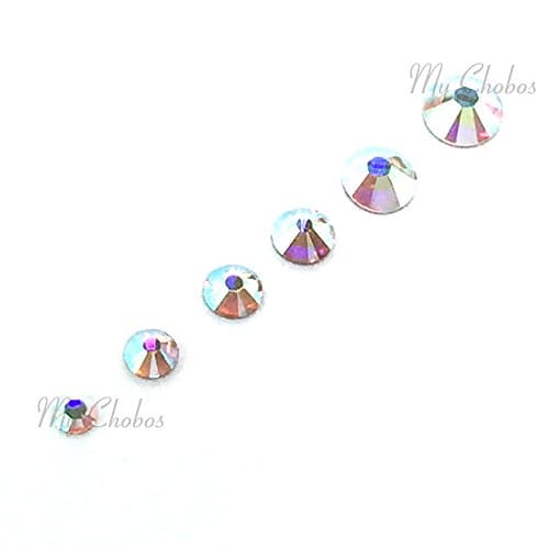 CRYSTAL AB 2058 Xilion Rose Rhinestones for Nail Art, Tiny Sizes (SS3-SS10), Mychobos 144 Pieces (1 Gross)