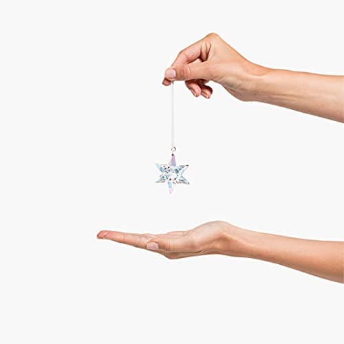Swarovski Shimmer Star Ornament Medium Multicolored Crystals White Satin Ribbon Perfect for Décor Swarovski Classic Coll