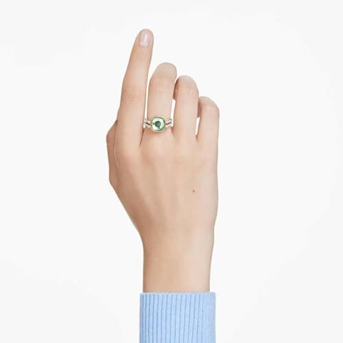 Swarovski Chroma Twist Cuff Bracelet - Cushion Cut Stones - Multi-Color Crystals - Gold Tone Finish Double Row Band for