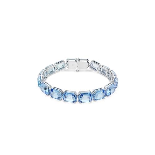 Swarovski Millenia Tennis Bracelet | Octagon Cut | Color Gradient Blue | Rhodium Finished | Elegant Tennis Accessory for