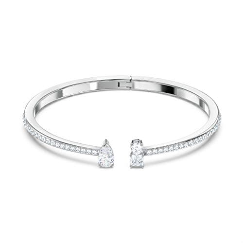 Swarovski Attract Cuff Bracelet Jewelry Collection, Rhodium Tone Finish, Elegant Clear Crystals for Casual Wear, 7.5cm x