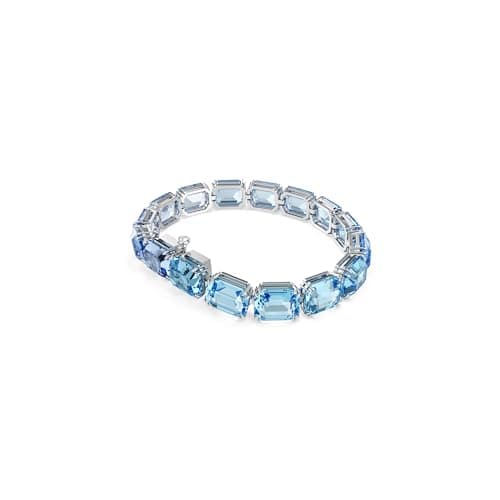 Swarovski Millenia Tennis Bracelet | Octagon Cut | Color Gradient Blue | Rhodium Finished | Elegant Tennis Accessory for
