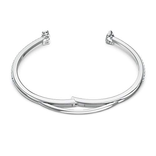 Swarovski Attract Cuff Bracelet Jewelry Collection, Rhodium Tone Finish, Elegant Clear Crystals for Casual Wear, 7.5cm x