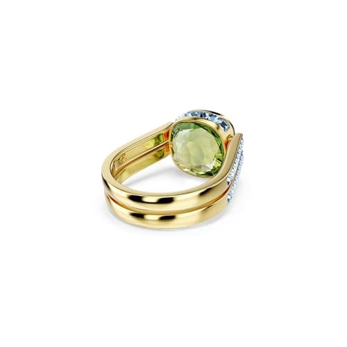 Swarovski Chroma Twist Cuff Bracelet - Cushion Cut Stones - Multi-Color Crystals - Gold Tone Finish Double Row Band for