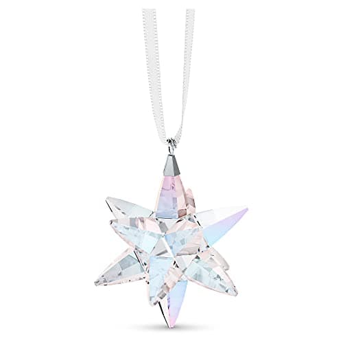 Swarovski Shimmer Star Ornament Medium Multicolored Crystals White Satin Ribbon Perfect for Décor Swarovski Classic Coll