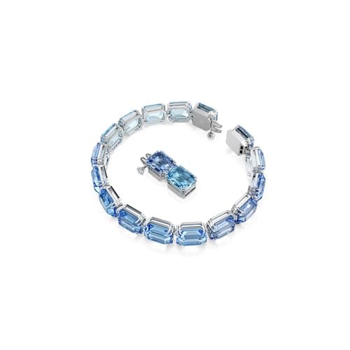 Swarovski Millenia Tennis Bracelet | Octagon Cut | Color Gradient Blue | Rhodium Finished | Elegant Tennis Accessory for