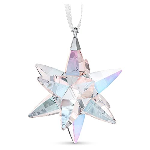 Swarovski Shimmer Star Ornament Medium Multicolored Crystals White Satin Ribbon Perfect for Décor Swarovski Classic Coll