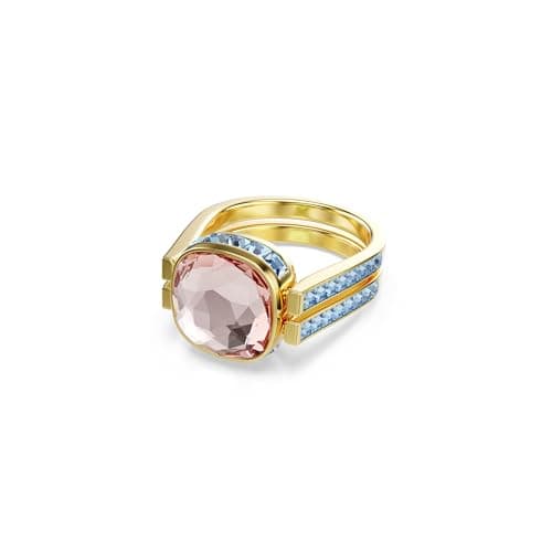 Swarovski Chroma Twist Cuff Bracelet - Cushion Cut Stones - Multi-Color Crystals - Gold Tone Finish Double Row Band for