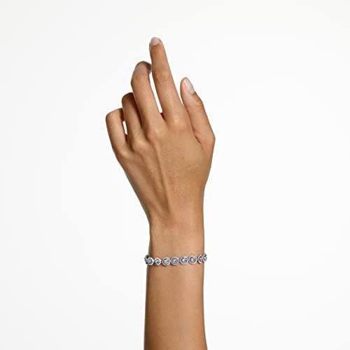 Swarovski Una Angelic Tennis Bracelet for Women, Clear Circle-Cut Crystals and Rhodium Tone Setting, Perfect for Daily W