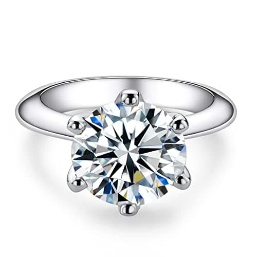 AnuClub 1/2/3/5CT Moissanite Ring, 925 Sterling Silver, Perfect Gift for Wedding, Engagement and Anniversary, Certifica