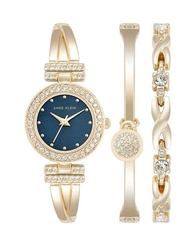 Premium Crystal Accented Anne Klein Women's Bangle Watch and Bracelet Set for Fashionable Ladies
| Anne Klein Women's P