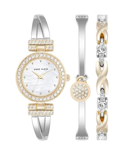 Premium Crystal Accented Anne Klein Women's Bangle Watch and Bracelet Set for Fashionable Ladies
| Anne Klein Women's P