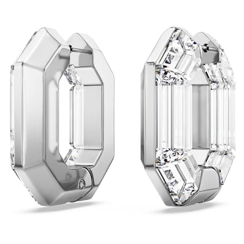 Swarovski Lucent Hoop Earrings: Octagon Shape, Clear, Perfect Gift for Special Occasions