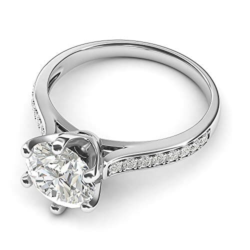 THELANDA 14k White Gold 2 Carats Classic Simulated Diamond Engagement Ring for Her
| THELANDA 14k White Gold 2 Carats C