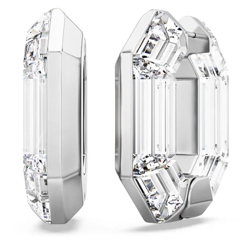 Swarovski Lucent Hoop Earrings: Octagon Shape, Clear, Perfect Gift for Special Occasions