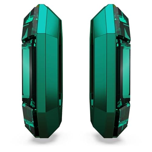 Swarovski Lucent Small Hoop Earrings Green Octagon-Shaped Crystals for Everyday Wear Unique Sparkling Design 10mm Earrin