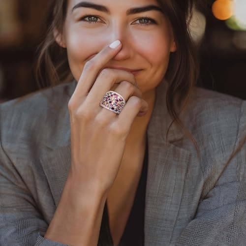 Ross-Simons |10 ct. t.w. Multicolored Simulated Sapphire and .20 ct. t.w. CZ Wide Ring for Ladies at Formal Events and E