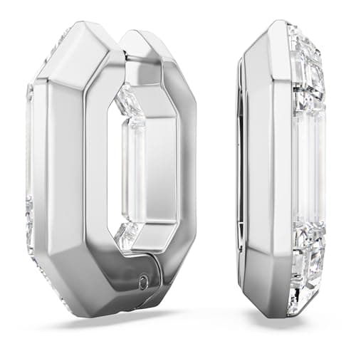 Swarovski Lucent Hoop Earrings: Octagon Shape, Clear, Perfect Gift for Special Occasions