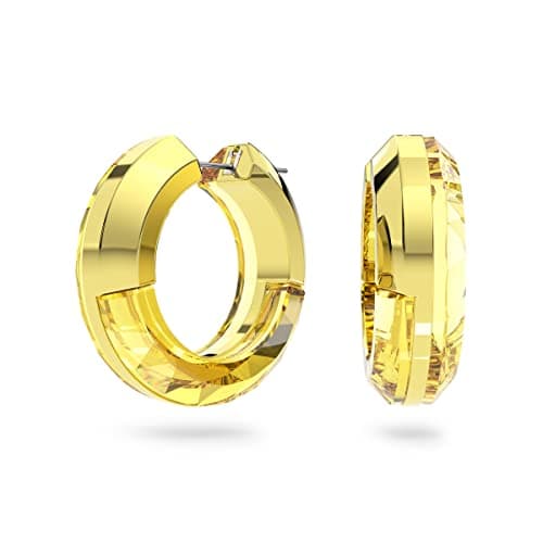 Swarovski Lucent Hoop Earrings Yellow Crystal Cut For Her Evening Parties