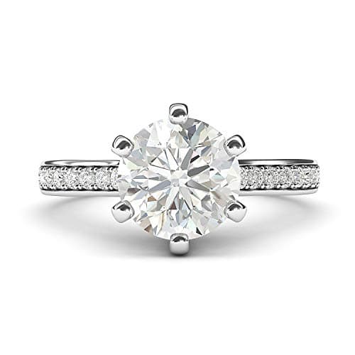 THELANDA 14k White Gold 2 Carats Classic Simulated Diamond Engagement Ring for Her
| THELANDA 14k White Gold 2 Carats C
