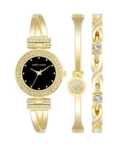 Premium Crystal Accented Anne Klein Women's Bangle Watch and Bracelet Set for Fashionable Ladies
| Anne Klein Women's P