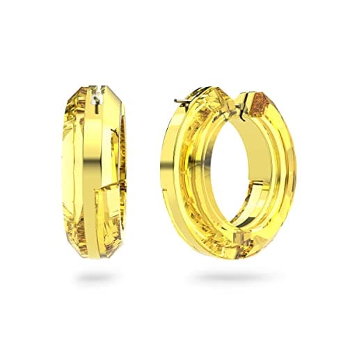 Swarovski Lucent Hoop Earrings Yellow Crystal Cut For Her Evening Parties