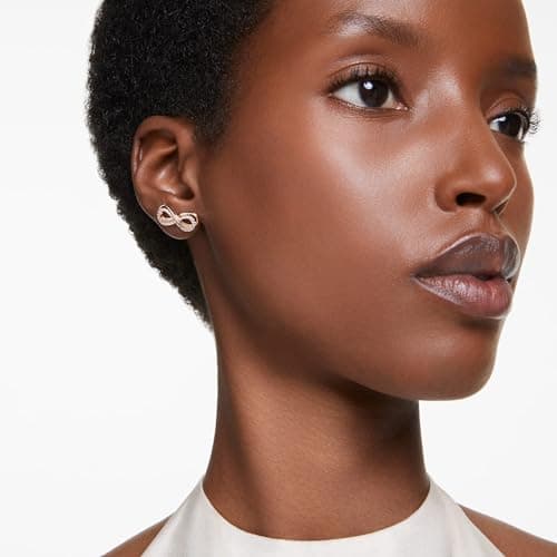 Swarovski Hyperbola Stud Earrings Infinity Symbol Clear Crystals Rose Gold Tone Part of Collection  
Swarovski Hyperbola