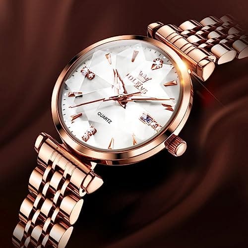 Luxury OLEVS Women's Fashion Rose Gold Diamond Analog Quartz Watches for Women
| OLEVS Women's Stainless Steel Luminous