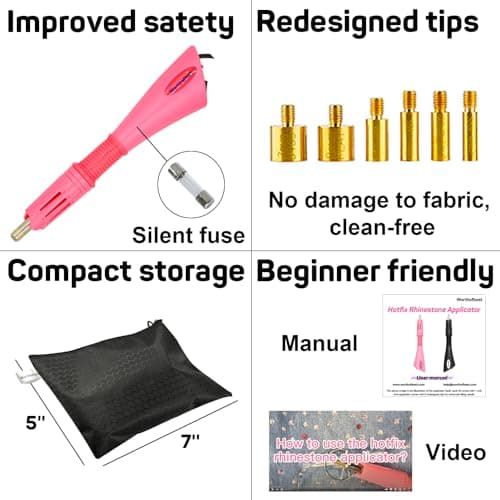 Worthofbest Hotfix Rhinestone Setter for Clothing Fabric Crafts
| Worthofbest Hot Fix Applicator Tool Bedazzler Kit wit
