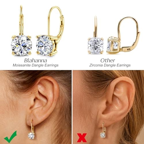 Blahanna Moissanite Earrings - D Color 1.0ct-|0ct Brilliant Round Cut Lab Created Diamonds 18K White Gold Plated Sterlin