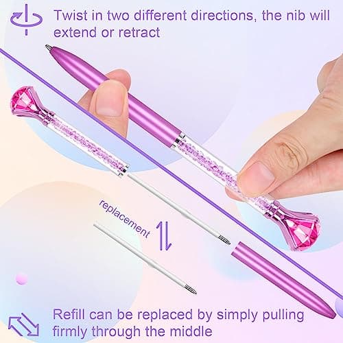 6 Diamond Pens with Crystal Top, Black Ink Refill for Office Use
| 6 Diamond Pens with Crystal Top, Black Ink Refill Su