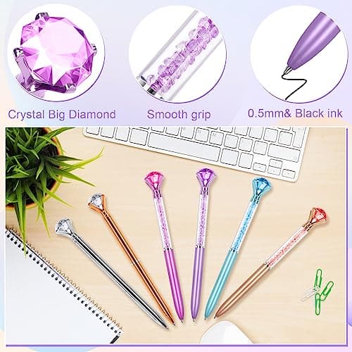 6 Diamond Pens with Crystal Top, Black Ink Refill for Office Use
| 6 Diamond Pens with Crystal Top, Black Ink Refill Su
