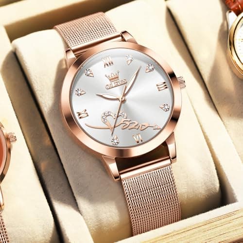 Luxury OLEVS Women's Fashion Rose Gold Diamond Analog Quartz Watches for Women
| OLEVS Women's Stainless Steel Luminous