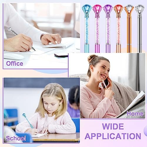 6 Diamond Pens with Crystal Top, Black Ink Refill for Office Use
| 6 Diamond Pens with Crystal Top, Black Ink Refill Su