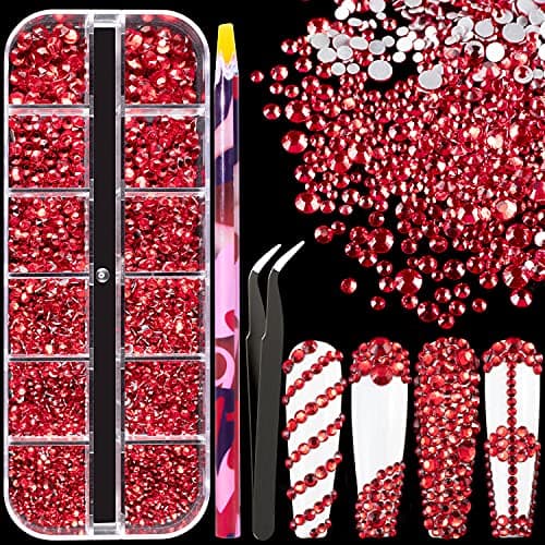BELLEBOOST Iridescent Multi Shapes 3D Glass AB Crystal Nail Art Kit for Craft Decoration with Picks and Tweezers