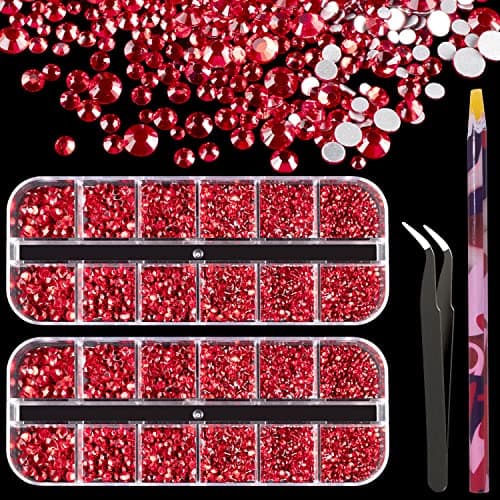BELLEBOOST Iridescent Multi Shapes 3D Glass AB Crystal Nail Art Kit for Craft Decoration with Picks and Tweezers