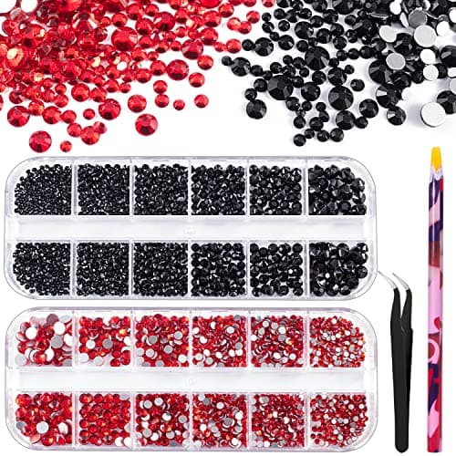 BELLEBOOST Iridescent Multi Shapes 3D Glass AB Crystal Nail Art Kit for Craft Decoration with Picks and Tweezers