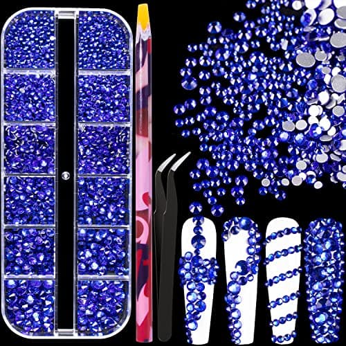 BELLEBOOST Iridescent Multi Shapes 3D Glass AB Crystal Nail Art Kit for Craft Decoration with Picks and Tweezers