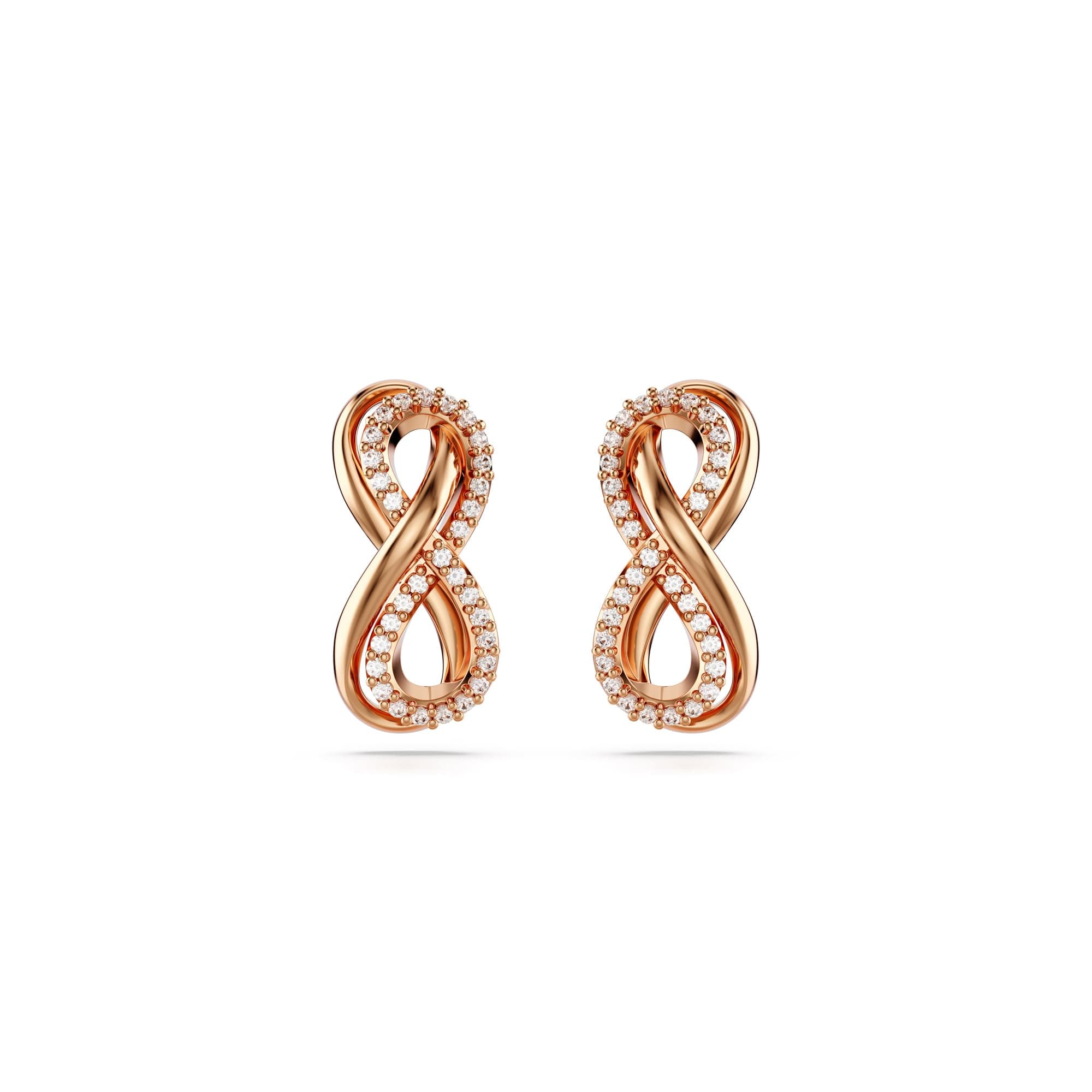 Swarovski Hyperbola Stud Earrings Infinity Symbol Clear Crystals Rose Gold Tone Part of Collection  
Swarovski Hyperbola