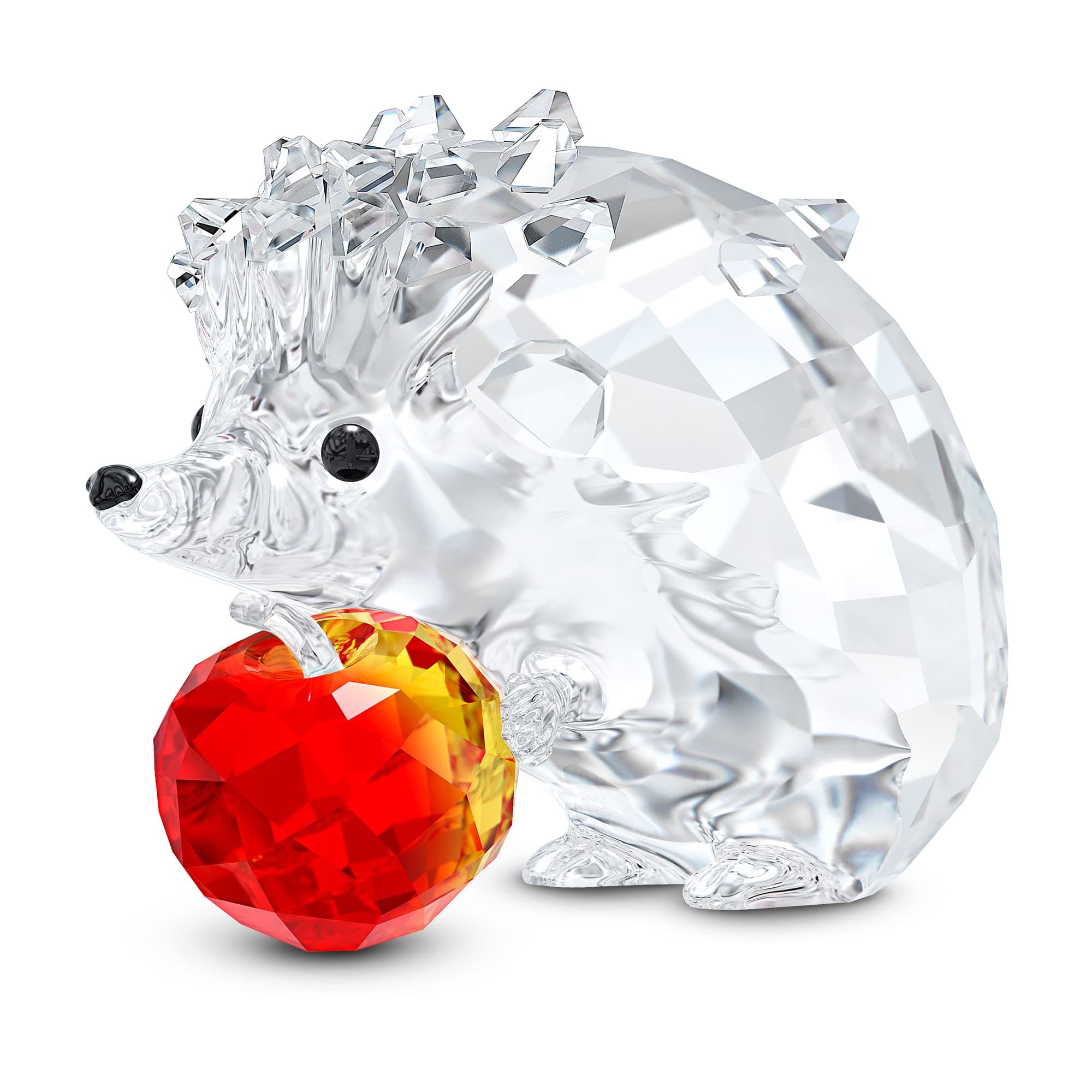 Swarovski Peaceful Countryside Hedgehog with Apple Figurine - Clear & Red Crystals, For Animal Lovers, Indoor Decor