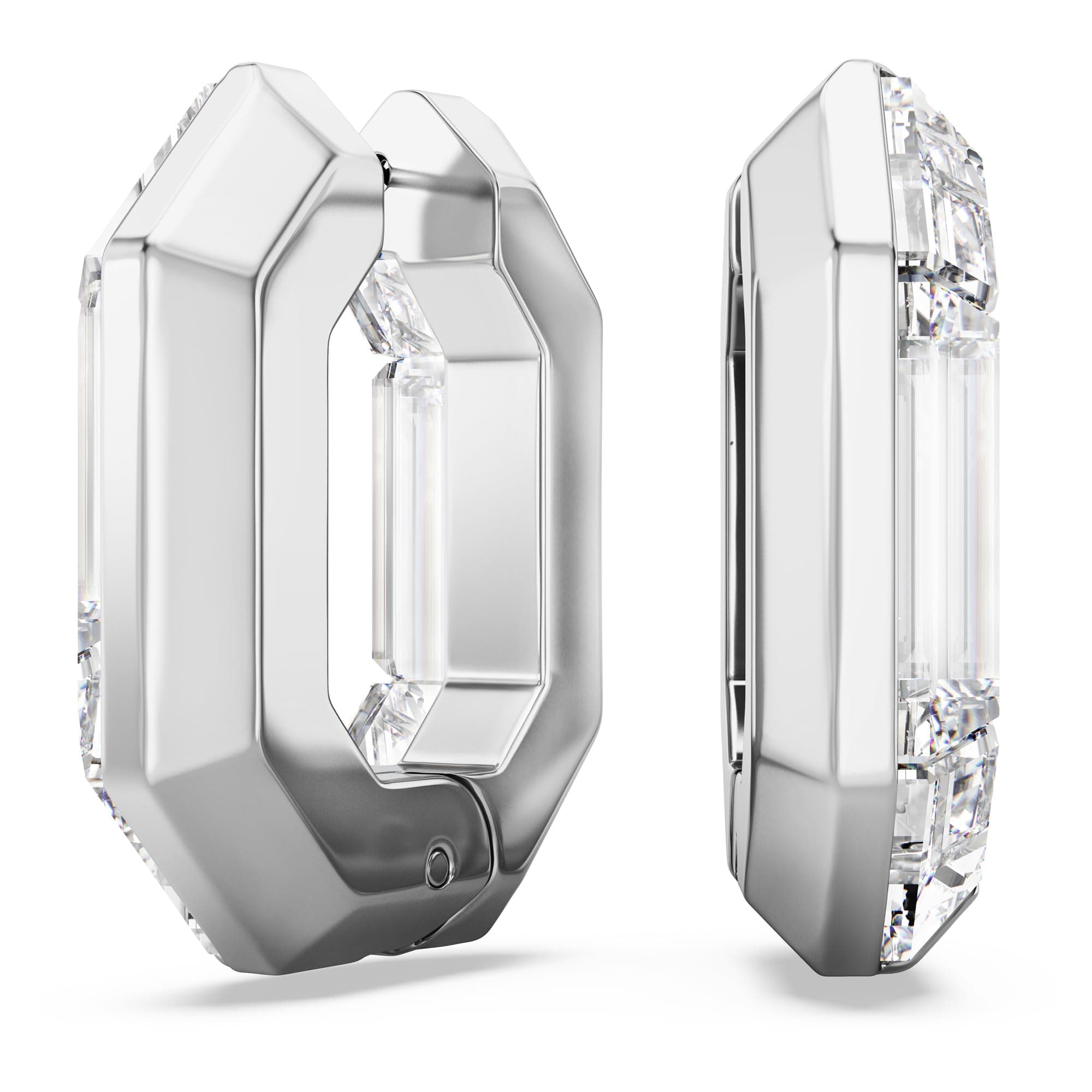 Swarovski Lucent Hoop Earrings: Octagon Shape, Clear, Perfect Gift for Special Occasions