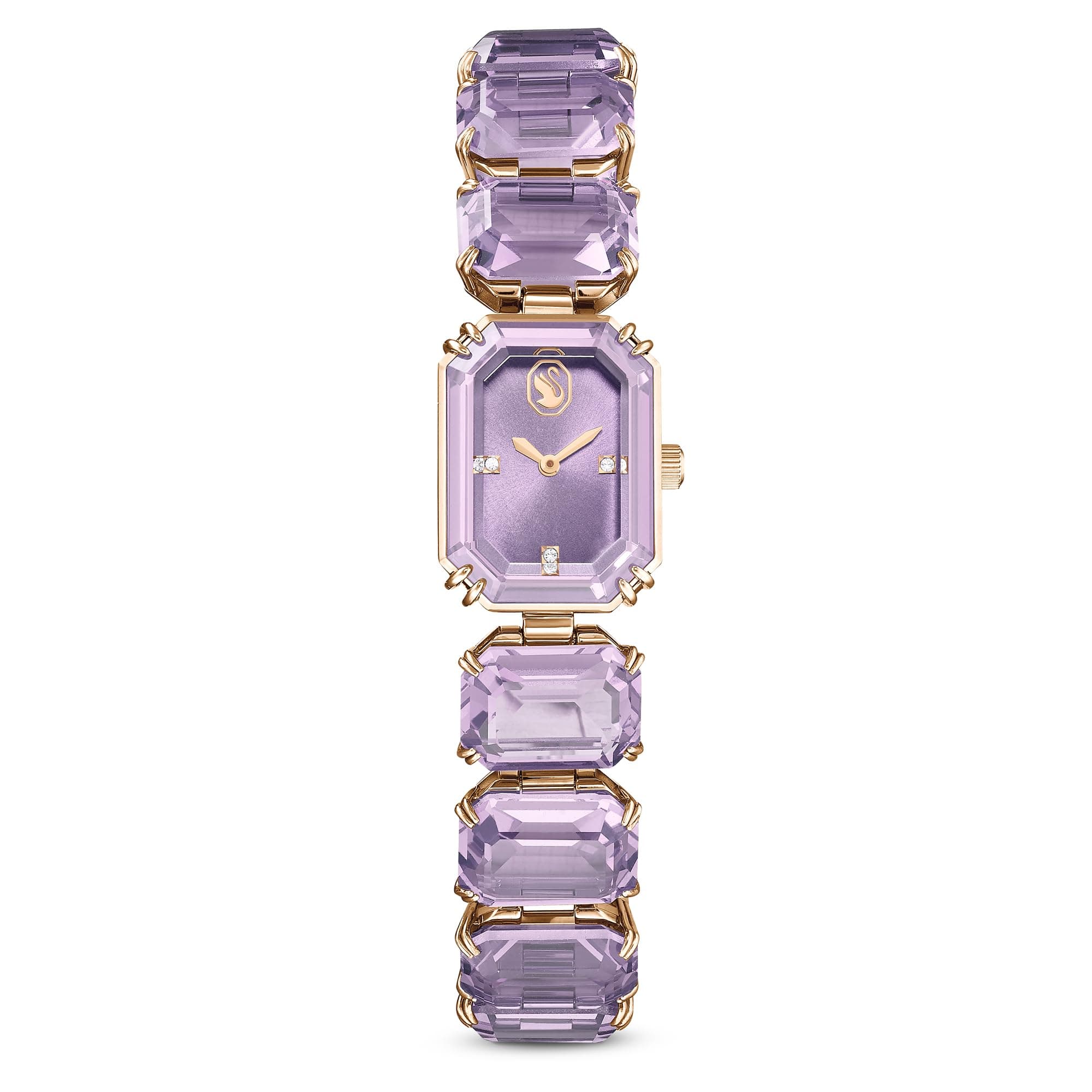 Swarovski Octagon Cut Purple Bracelet Watch - Elegant Accessory for Evening Events
| Swarovski Champagne Gold-Tone Octa