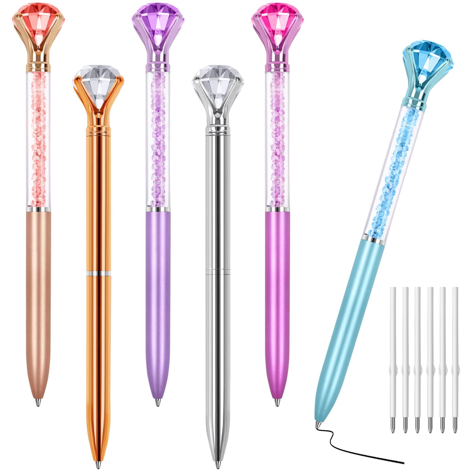6 Diamond Pens with Crystal Top, Black Ink Refill for Office Use
| 6 Diamond Pens with Crystal Top, Black Ink Refill Su