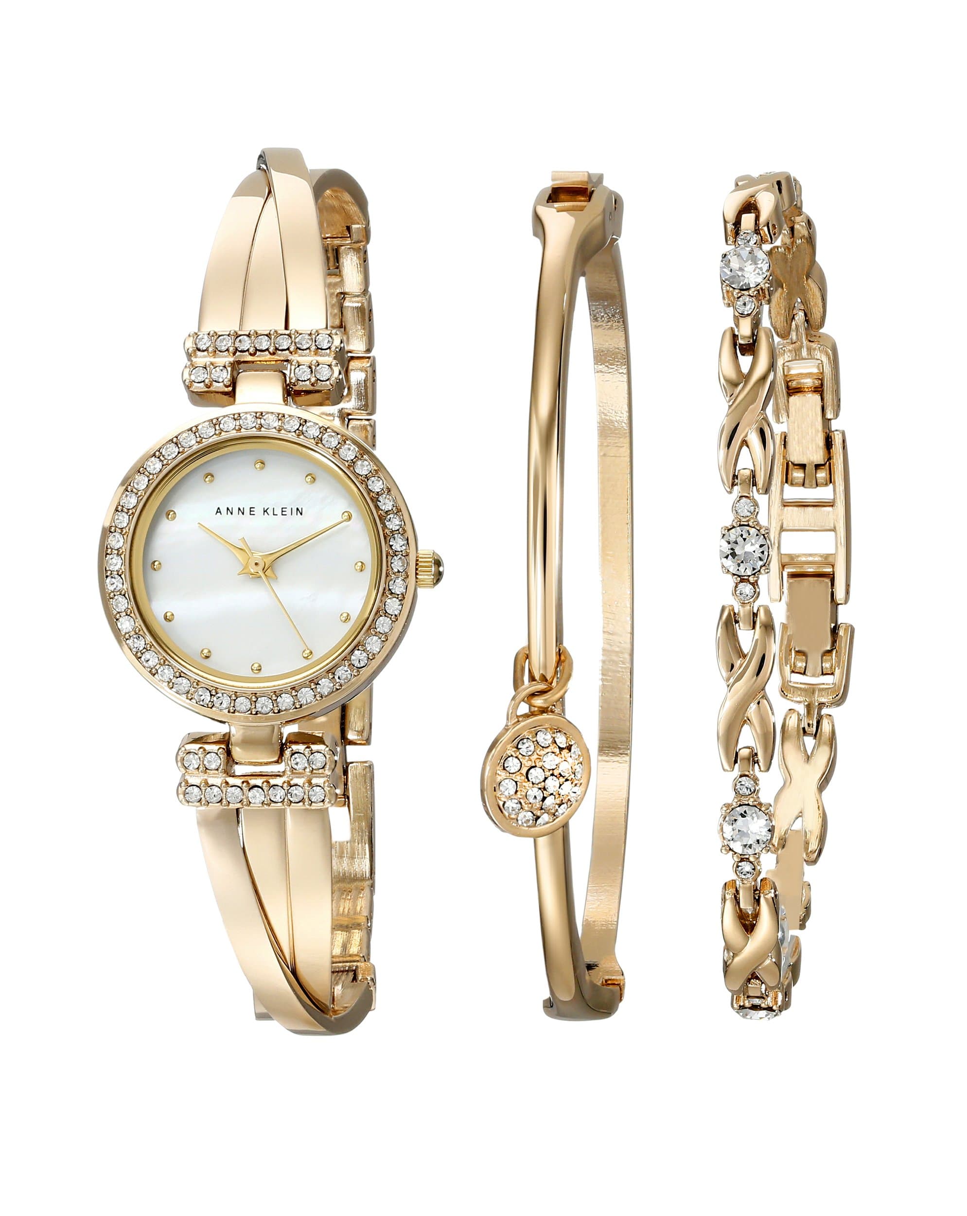 Premium Crystal Accented Anne Klein Women's Bangle Watch and Bracelet Set for Fashionable Ladies
| Anne Klein Women's P
